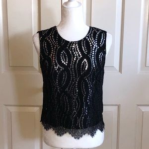 Eight Sixty Black & Silver Sparkle Lace Top
